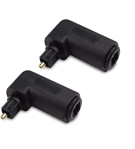 Cable Matters Paquete de 2 adaptadores Toslink de ángulo recto (extensión Toslink) macho a hembra