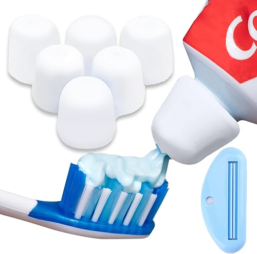 Miniatura 9 de Tilcare - Tapas de pasta de dientes con cierre automático, paquete de 6, dispensadores de tapas sin residuos para baño de adultos y niños, tapas