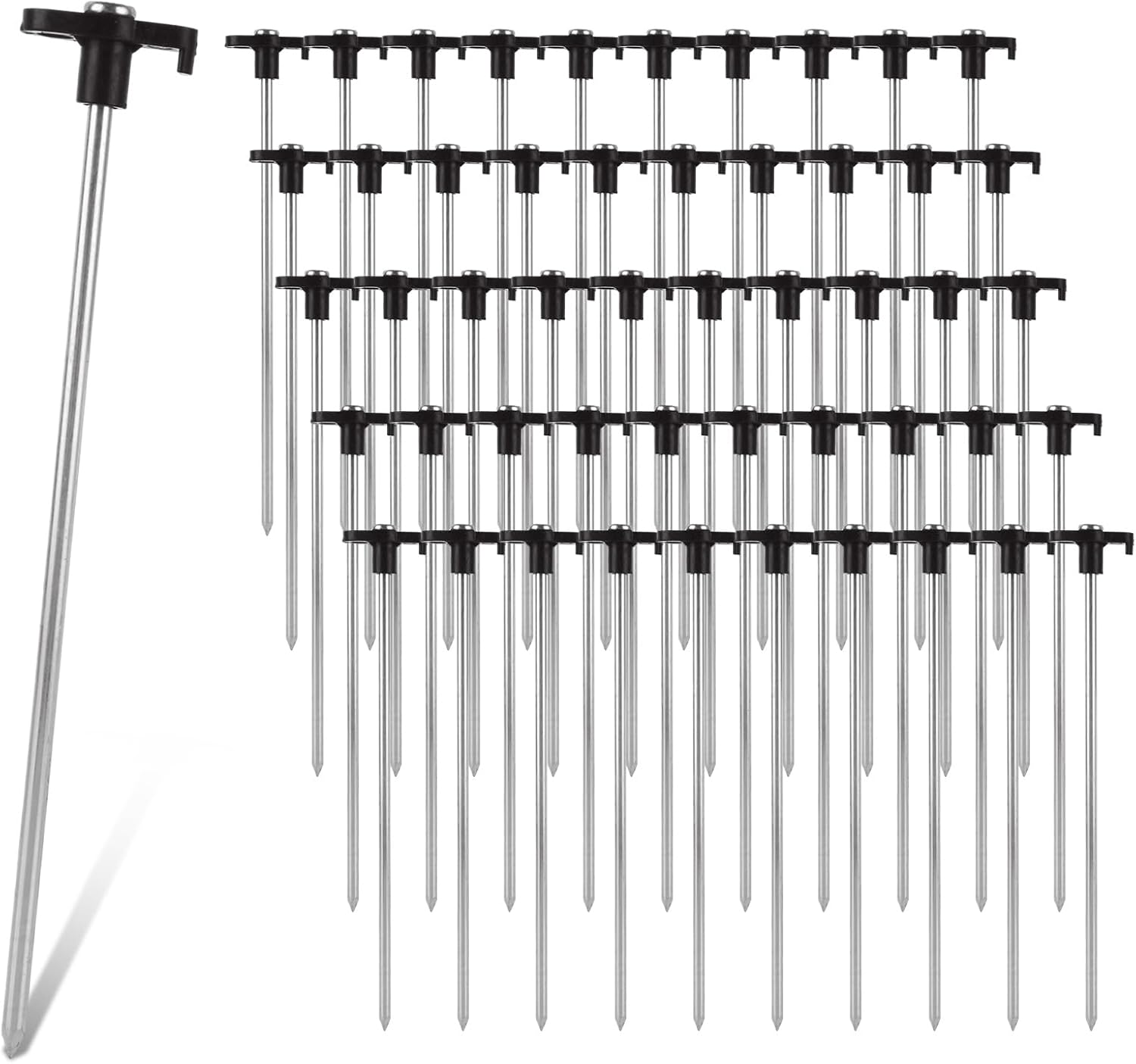 50PCS Tent Stakes Heavy Duty, 9.8 Inch Metal Tent Pegs, Galvanized Non-Rust Tent Stakes for Outdoor Camping, Garden, Canopies, Grassland