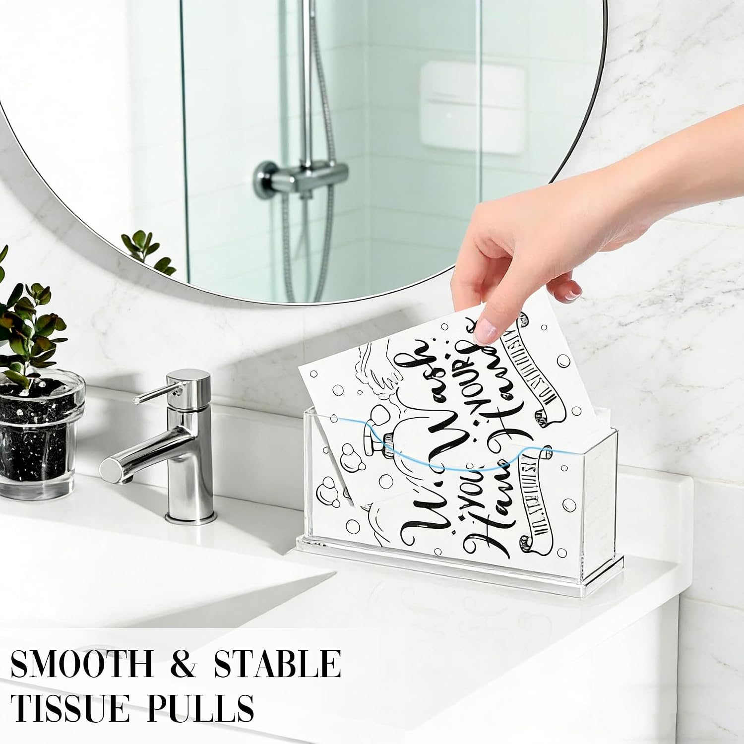 Guest Towel Napkin Holder Bathroom - Clear Waterproof Vertical Disposable Paper Napkins Hand Towel Holder Tray for Kitchen Dining Table Home Hotel Office Decorative