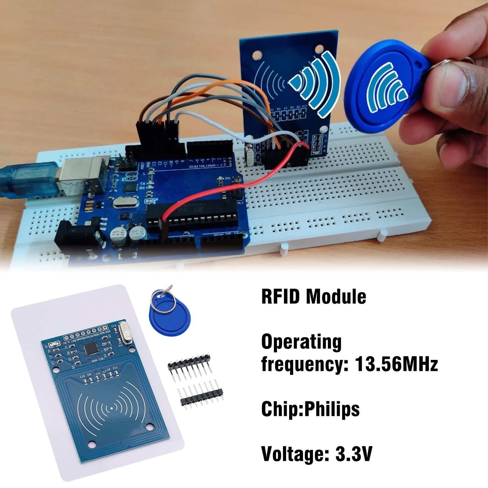 Kit RFID 2 Piezas Módulo Sensor Tarjeta IC 13,56MHz Compatible con Arduino