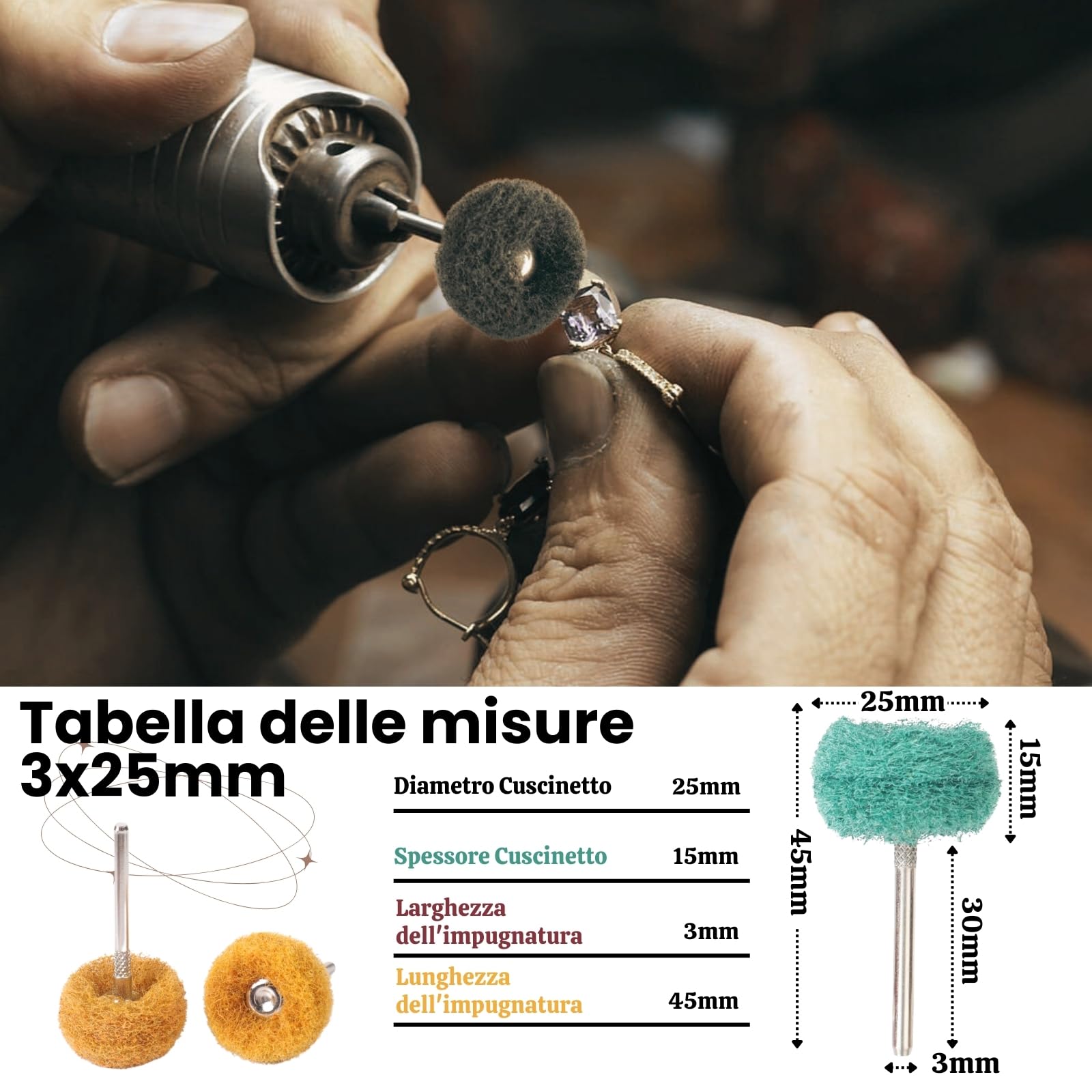 120 Pezzi Disco per Lucidatura Con Mola Da 25mm, Grana 80/150/240/400, Gambo da 3 mm Per Utensili Rotanti Dremel