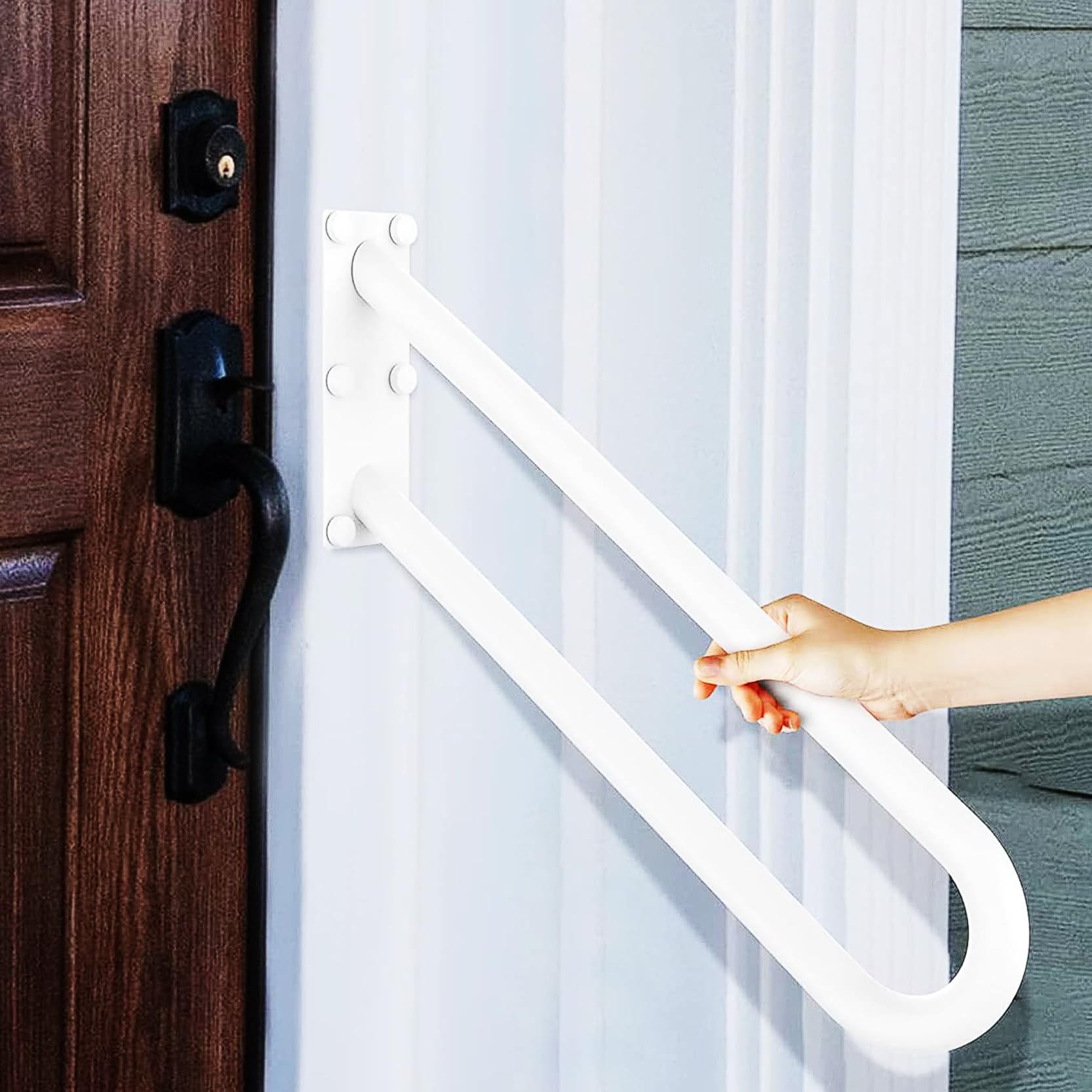 FKXSXAZ Handrails for Outdoor Steps Stair Railing Indoor,1 to 3 Stairs Wall Mounted Metal Hand Rail Elderly, Kids, Disabled, Pregnant Women Grab Bar(Size:70cm/27.6)