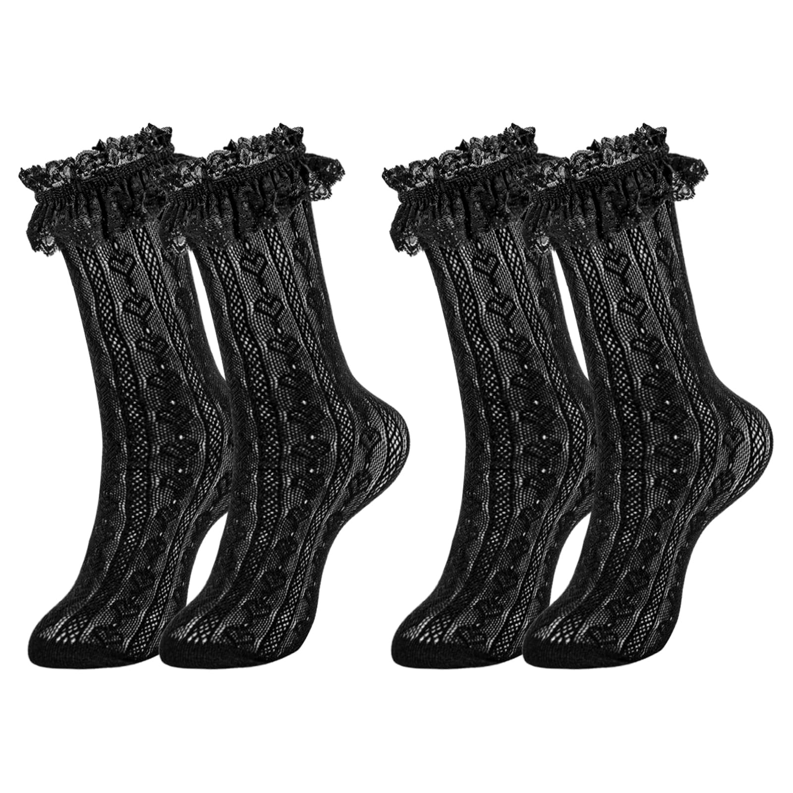 Womens Lace Ankle Socks Ruffle Frilly Socks,Mesh Lace Trim Lolita Sock,Cute Mesh Frilly Dress Sock for Women