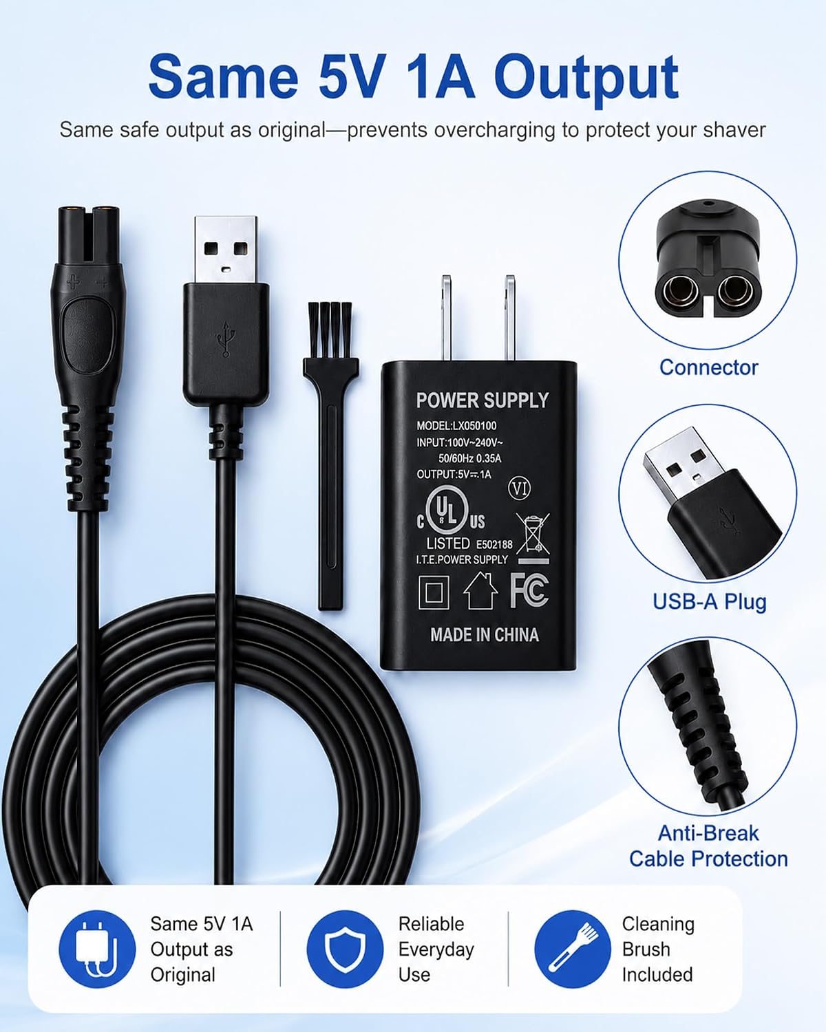 5V Charger for Philips Norelco OneBlade Shaver MG9525 MG9520 MG5900