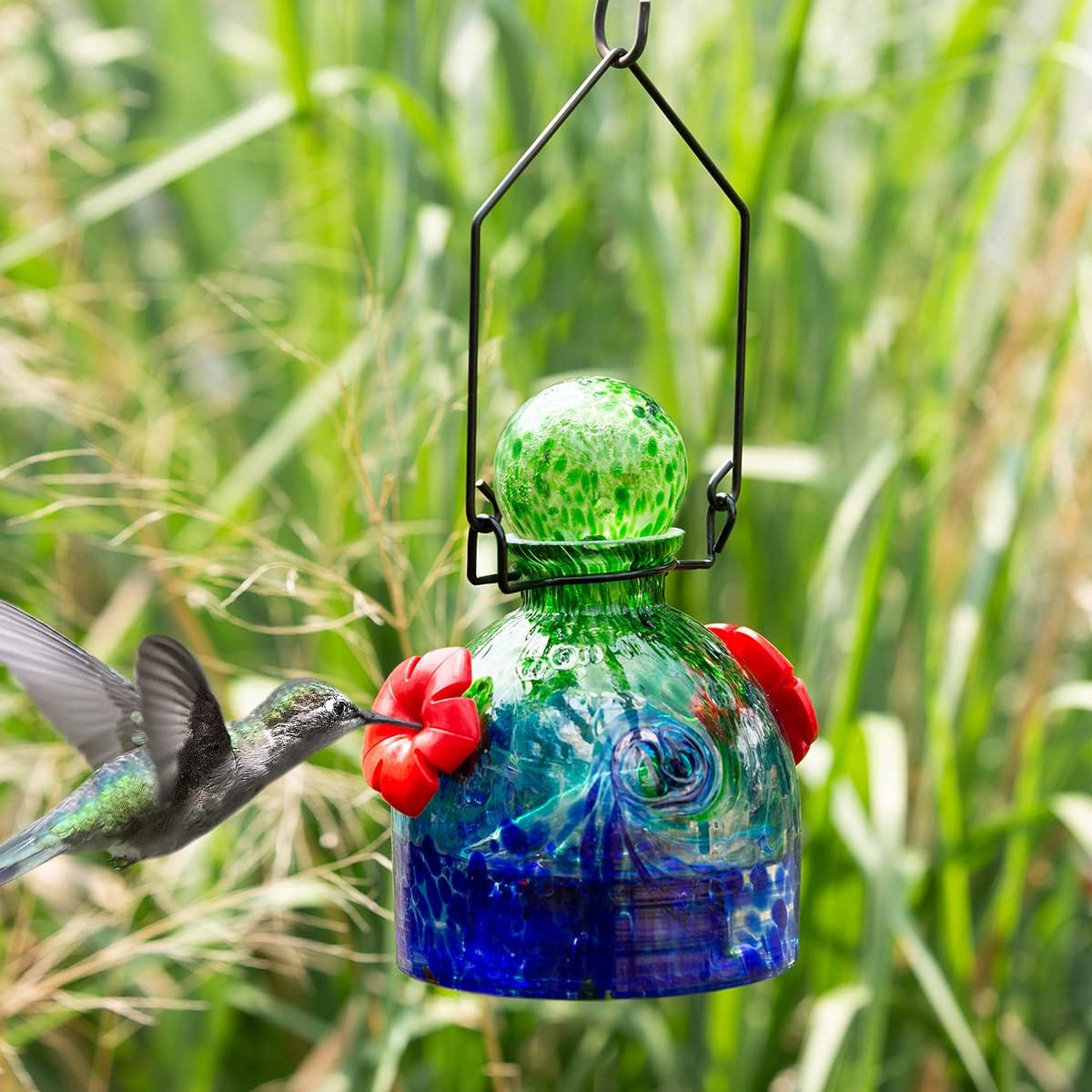 Echo Valley 3503GB Hummingbird Feeder-Gr LunaLite Bell, Green/Blue