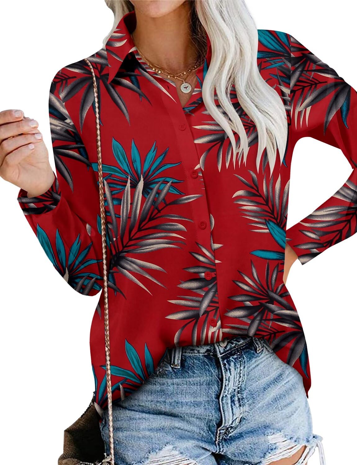 Magritta Long Sleeve Shirts for Women Fashion Button Down Blouse Tops
