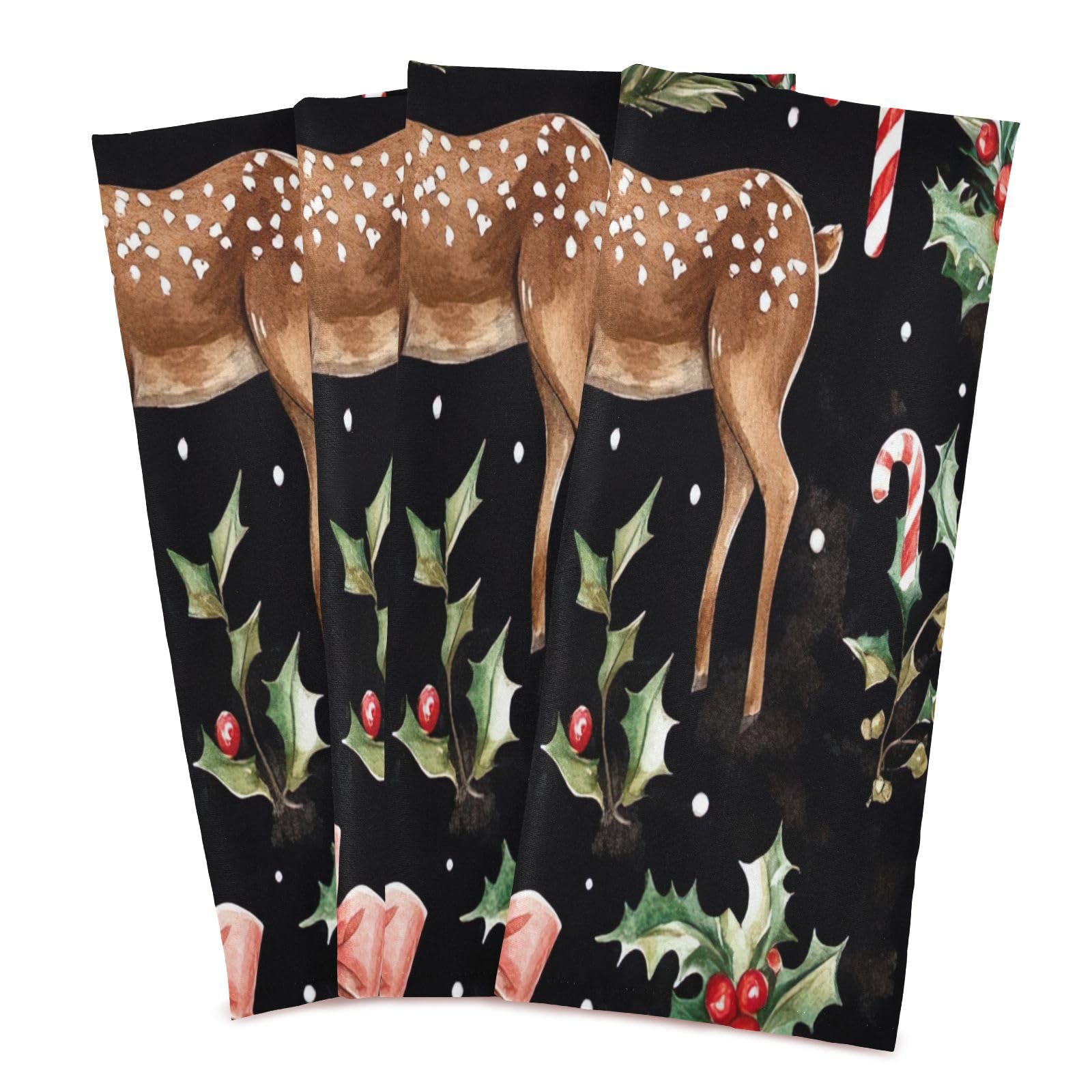 STAYTOP Christmas Deer Kitchen Dish Towel Set,1Pcs Drying Kitchen Towels Tea Towels Gift Set for Drying Cleaning Cooking Baking