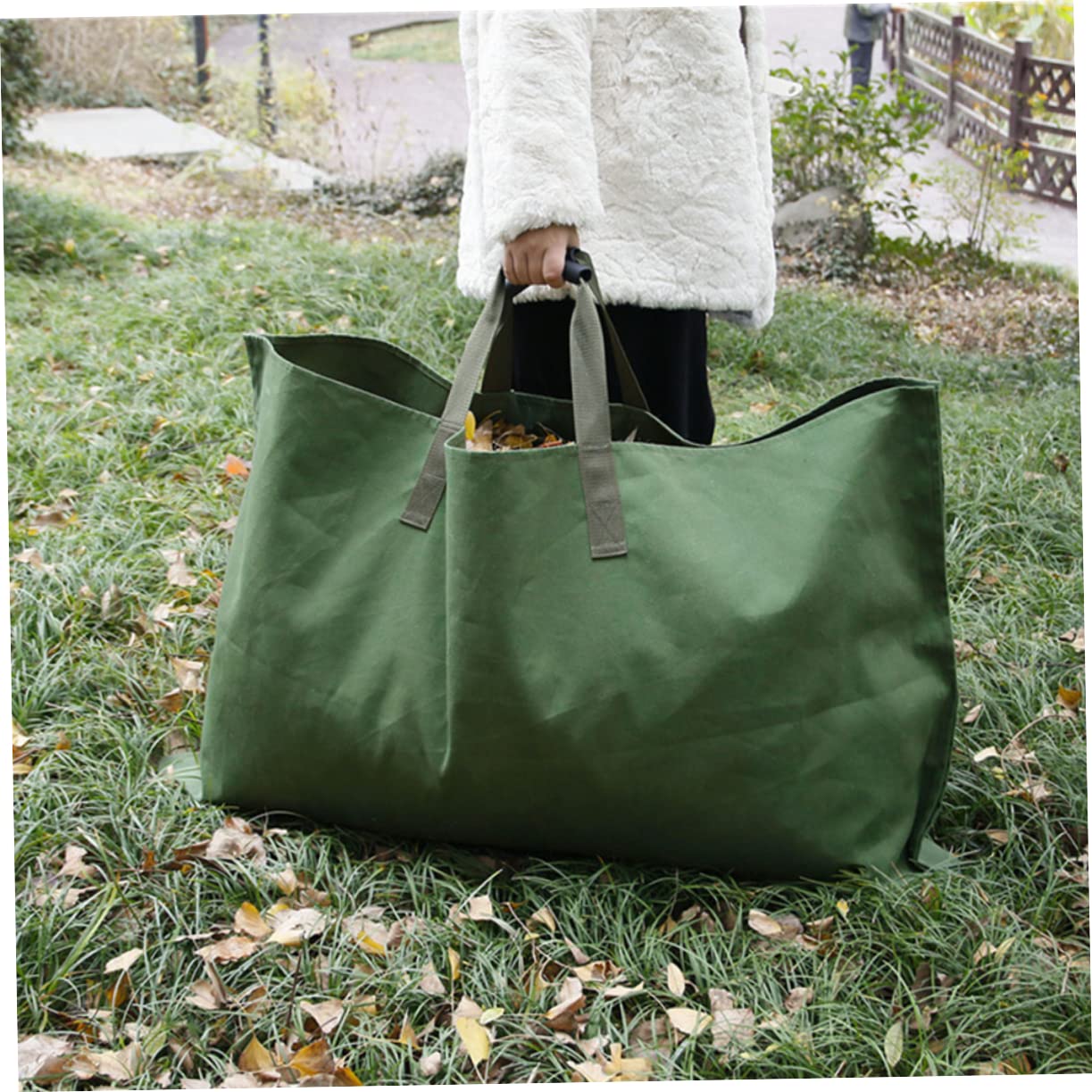Sacco Per Rifiuti Da Giardino in Tela Sacco Per Raccolta Delle Foglie Con Manici Grande e Giardino Per Contenere Foglie Cadute e Altri Materiali