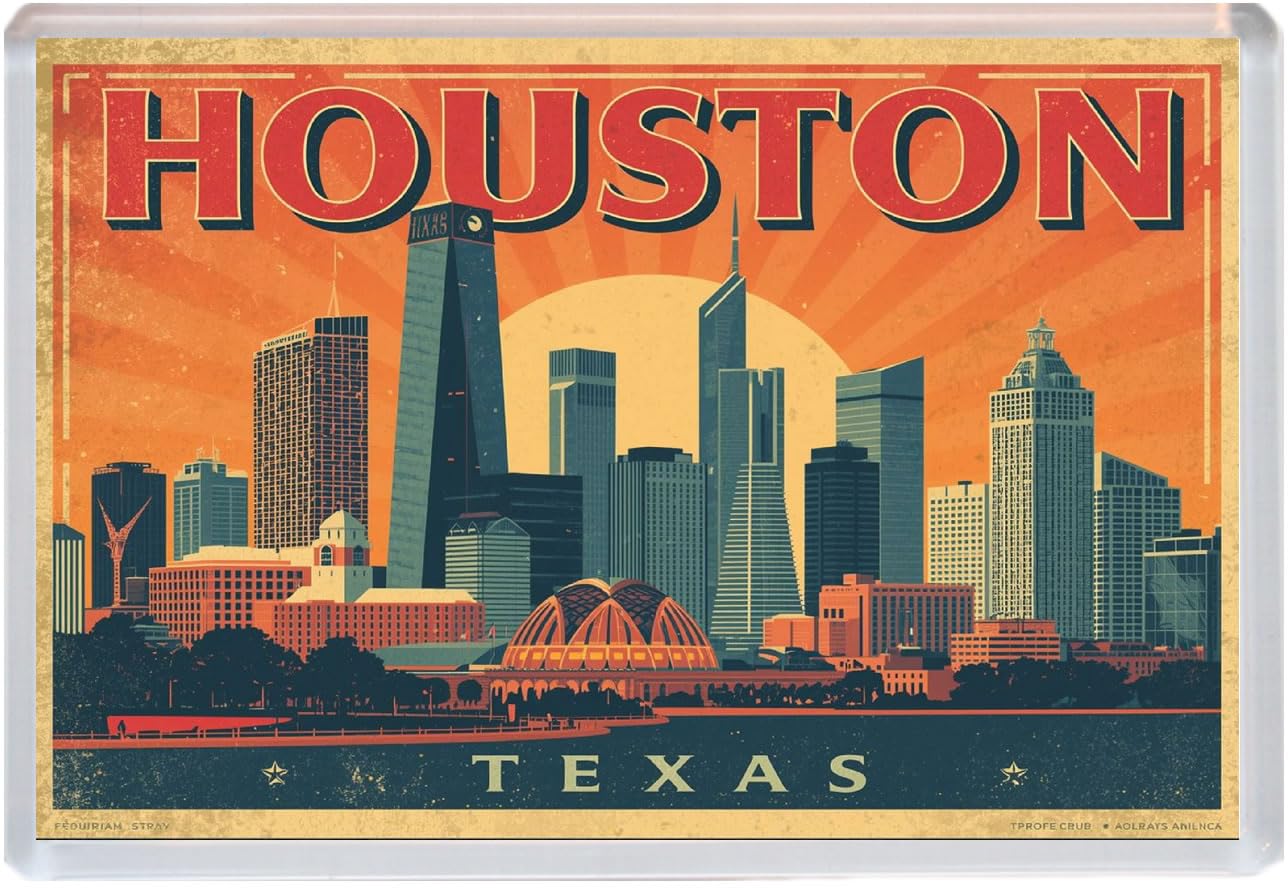 Houston - Texas/USA - Jumbo Artistic Fridge Magnet 96 x 67mm BBSFHM3010