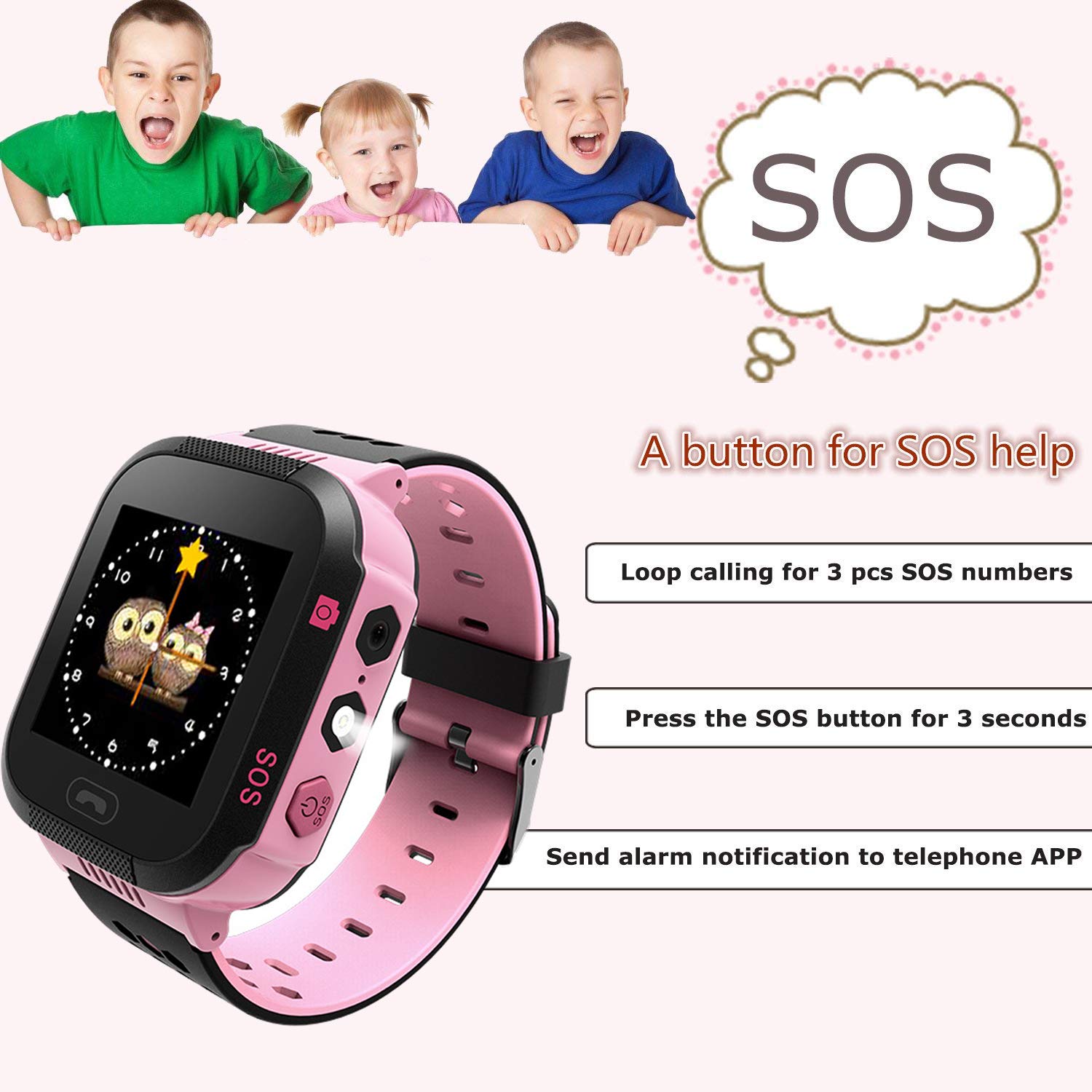 PTHTECHUS Kids Smart Watch Phone Watch for Boys Girls - Touchscreen Camera  2 Way Call Voice Chat SOS Alarm Clock Anti Lost Flashlight Game Sports  Outdoor Smartwatch Bracelet Cellphone Wrist Watch: Buy