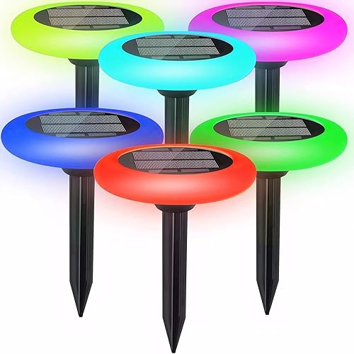 ZoRhael Luz solar colorida para caminos (6 luces), decorativa, resistente a la intemperie, luces de encendidoapagado automático para exteriores,