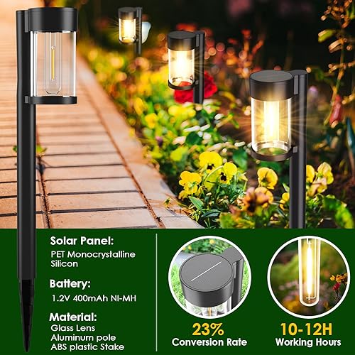 Miniatura 3 de Mancra Luces solares para exteriores, paquete de 10 luces solares de metal de vidrio para exteriores, impermeables, decoración de jardín para patio
