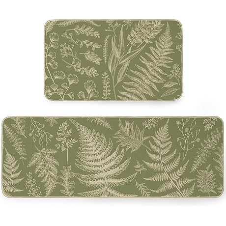 ARKENY Green Eucalyptus Leaves Kitchen Rug: A Burst of Nature's Charm for Your Culinary Haven