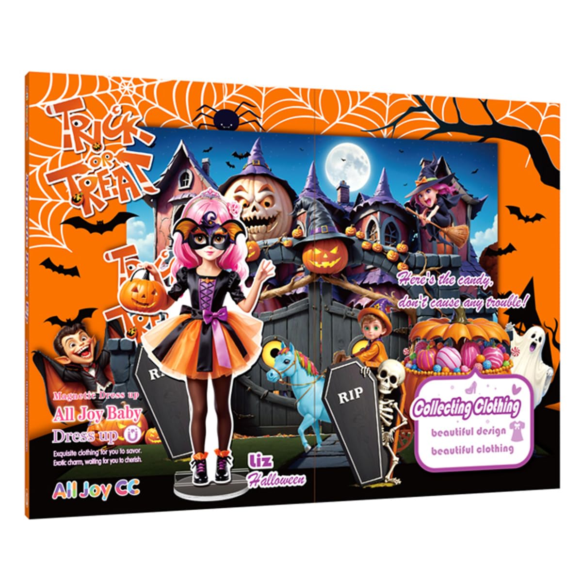Halloween Magnetisches Anziehpuppen Set Basteln Spielzeug für Kinder 3-8 Dunkle licht-Sticker mit Puppe und Kostümen