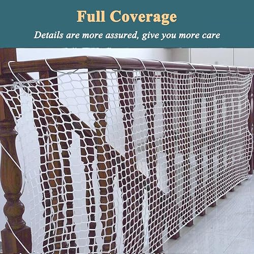 Miniatura 2 de Red de cuerda de seguridad blanca para niños, red de barandilla exterior para escalera, balcón, red protectora de valla sin nudos, red de decoración