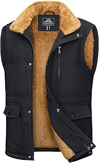 MAGCOMSEN Mens Winter Vests Outerwear Fleece Lined Puffer Vest Warm Casual Quilted Vest Bubble Sherpa Vest Jacket