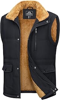 Mens Winter Vests Outerwear Fleece Lined Puffer Vest Warm...