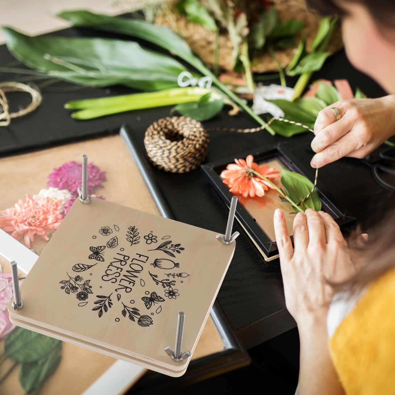 Didiseaon Kit De Prensa De Flores Y Hojas Herramienta Para Prensar Plantas Secado Rápido Para Manualidades Diy Decoración Y Proyectos Creativos