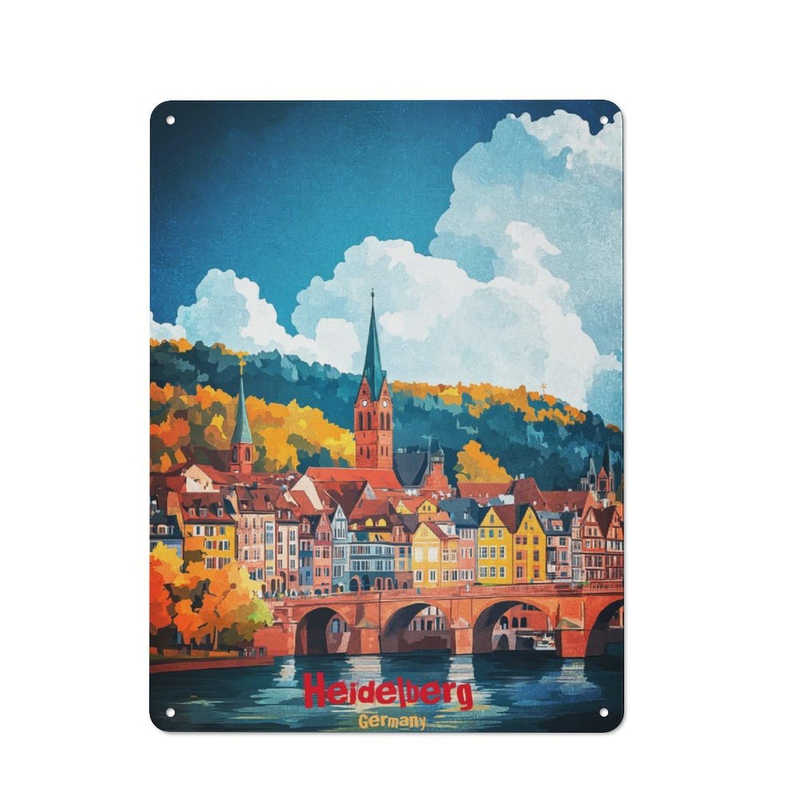 Junmoney Heidelberg Art Retro Tin Sign 40X30cm For Garden Room Or Summerhouse, A Housewarming Gift For Garden Room Decor Fans