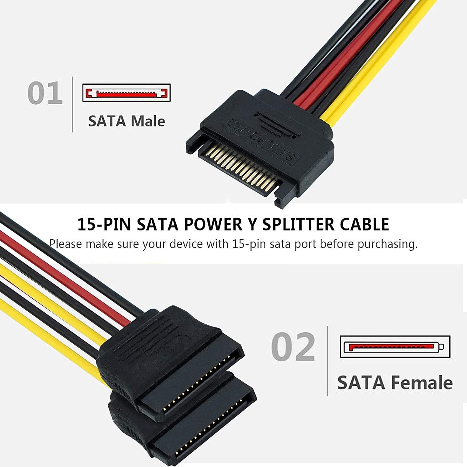 SATA Power Extension Cable - Dual Drive Power -4