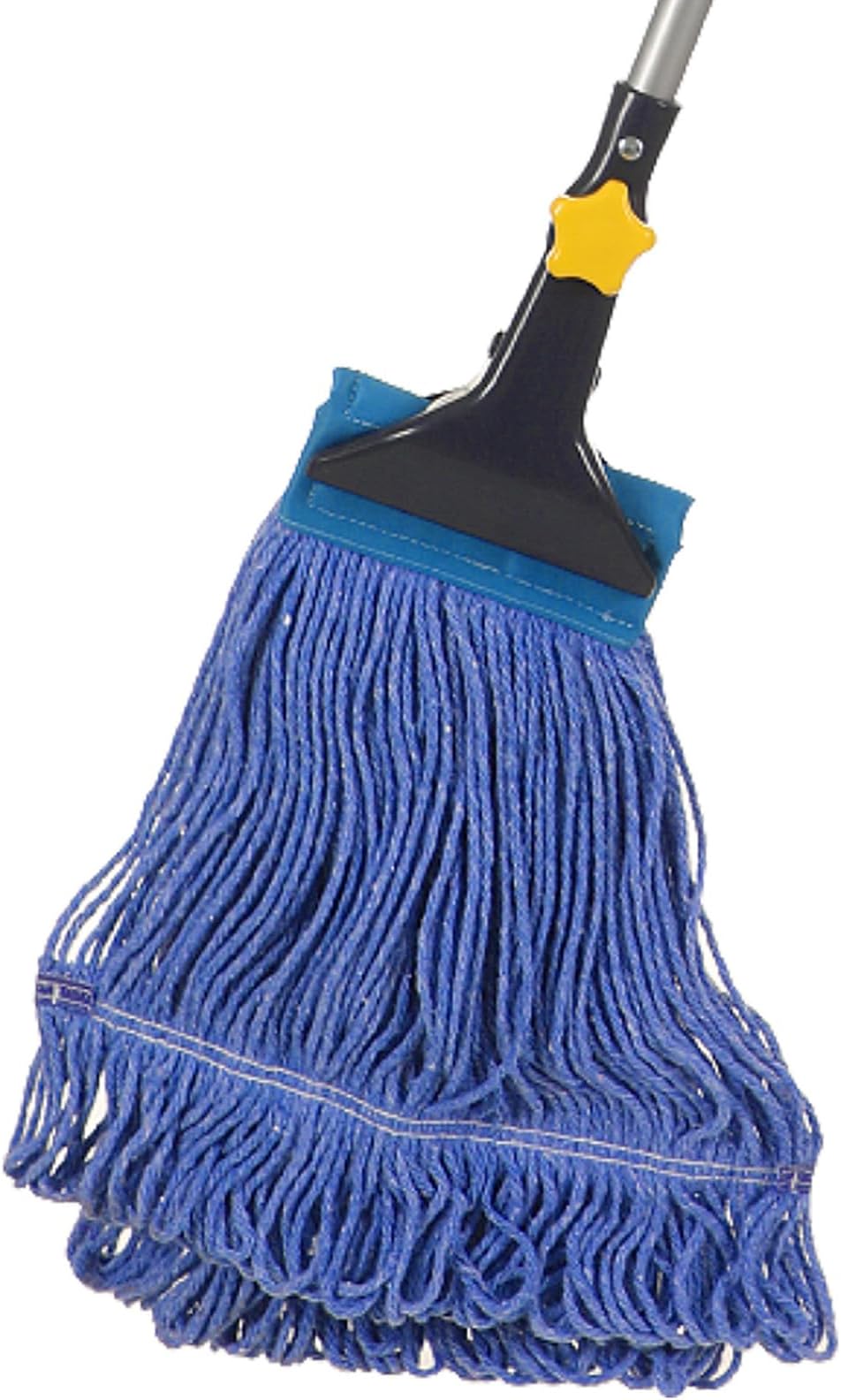 Yocada Looped-End String Wet Mop Heavy Duty Cotton Mop Commercial Industrial Grade Telescopic Iron Pole Jaw Clamp Floor Cleaning 55.1 inch