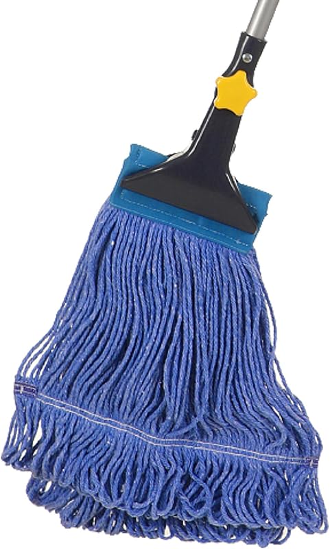 Yocada Looped-End String Wet Mop Heavy Duty Cotton Mop 55.1 inch | Commercial Industrial Grade Telescopic Iron Pole Jaw Clamp Floor Cleaning