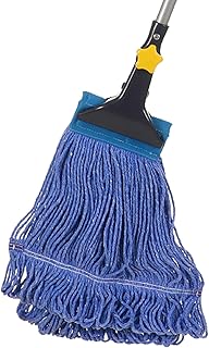 Yocada Looped-End String Wet Mop Heavy Duty Cotton Mop Commercial Industrial Grade Telescopic Iron Pole Jaw Clamp Floor Cl