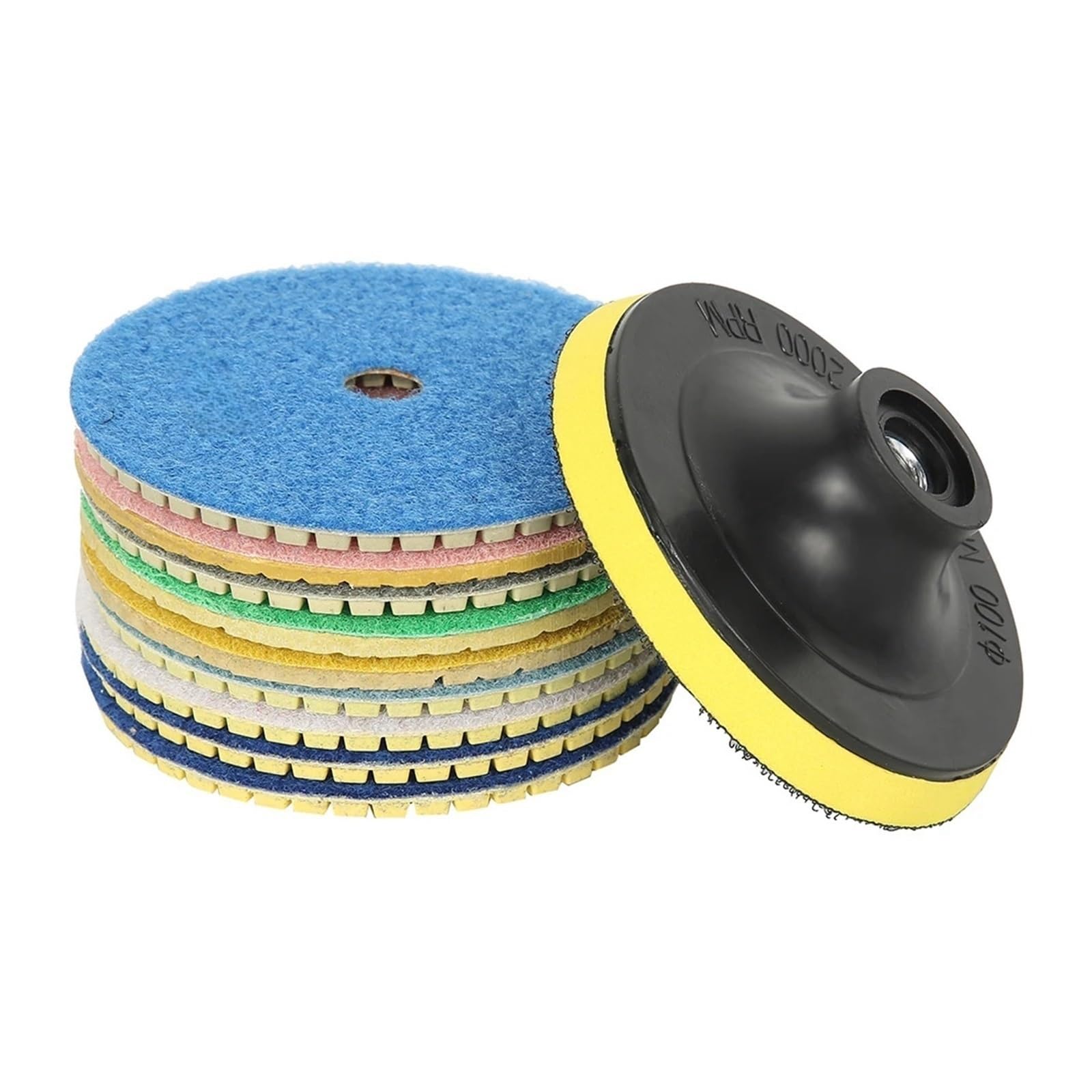 Discos de pulido de diamante con aglomerante de co Almohadillas de pulido de diamante grano 50-6000 4 pulgadas 10 piezas respaldo húmedo/seco granito mármol hormigón