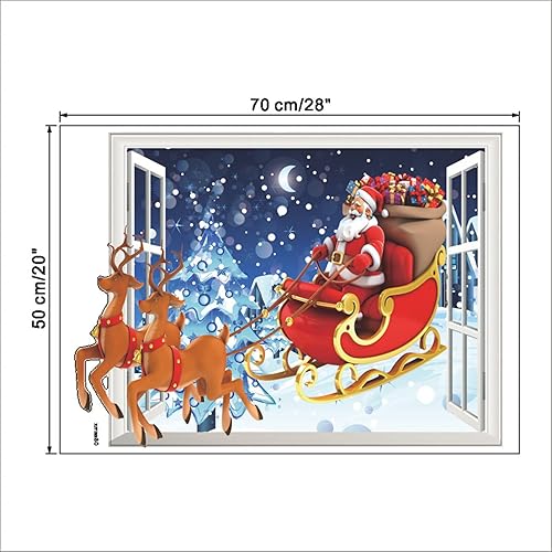 Miniatura 3 de Calcomanías de pared de Papá Noel de Navidad, decoración de pared, decoración de pared, suministros de fiesta, calcomanías de decoración de Navidad,