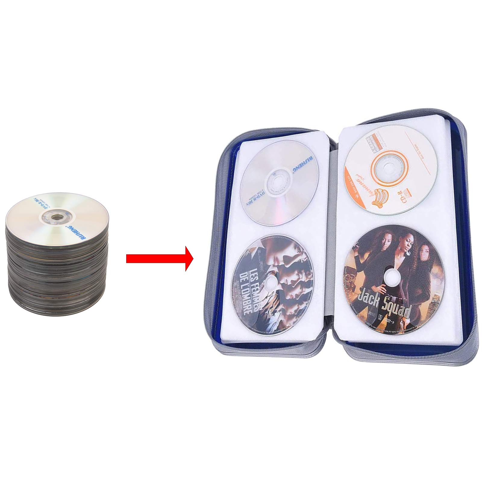 UENTIP - Custodia per CD con capacità 48 CD, in plastica Rigida per Dvd, Portatile, per CD e Dvd