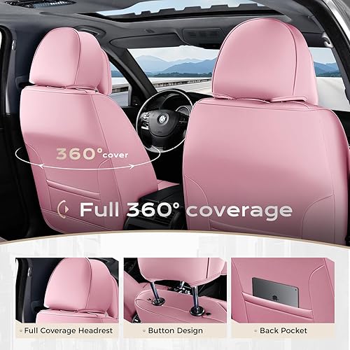 Miniatura 336 de Coverado - Fundas para asientos delanteros de automóvil, 2 piezas - Cojín de piel Nappa, protectores impermeables de ajuste universal para sedanes
