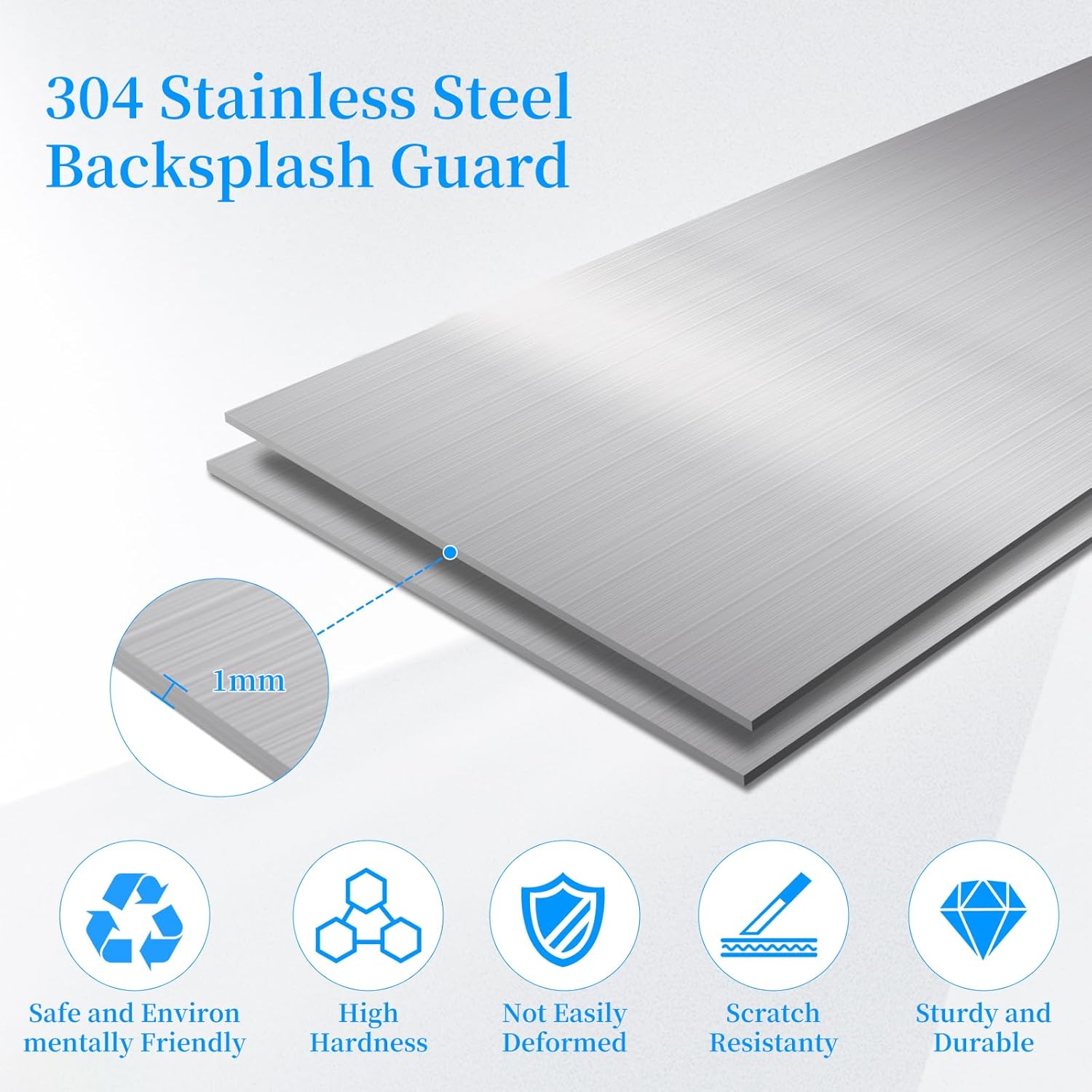 11NBBKGDDS Self-Adhesive Front Control Range Stainless Steel Backguard, 29.75" ×4.75" Stainless Steel Backsplash Guard for Most Brands of Stove, Silver
