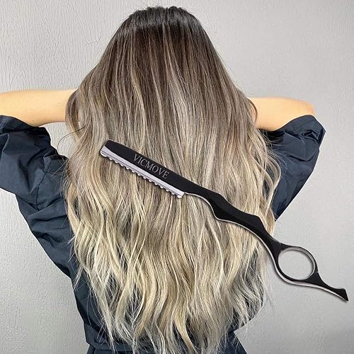 Miniatura 2 de Maquinilla de afeitar profesional para adelgazar el pelo + 10 cuchillas de repuesto de acero inoxidable, color arcoíris