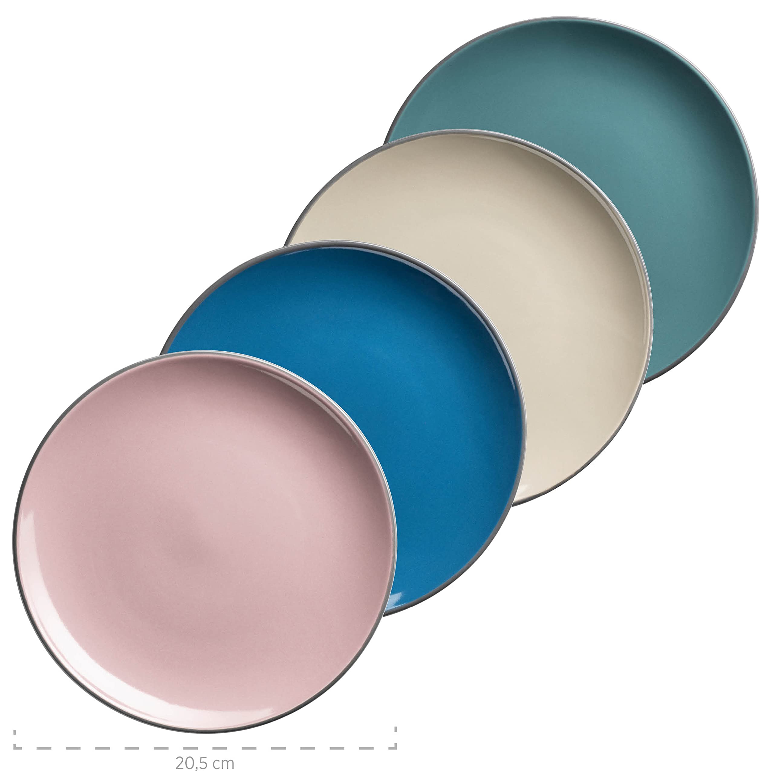 Mäser Geschirr-Set, Steingut Maila Rosa/Grau/Blau/Grün, 4-Personen-Set