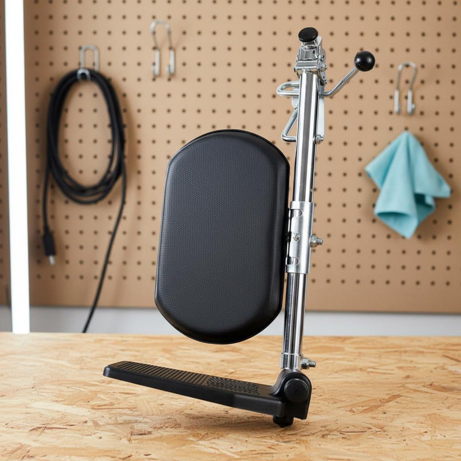 Footrest Poggiagambe Regolabile Supporto Gambe Pedalina Universale Telaio in Metallo Poggiapiedi Robusto Comfort Seduta, Supporto Per Gamba Destro Multifunzione Cromato