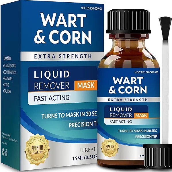 Wart Corn Callus Remover for Feet: Toes Treatment with Extra Strength Salicylic Acid Liquid to Remove Plantar Wart on Foot for Men and Women 0.5oz (Unscented)