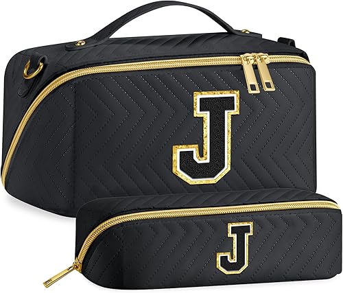 YOOLIFE Regalos para mujeres y niñas  Bolsa de maquillaje con iniciales con monograma, bonita bolsa de maquillaje cosmética para mujeres, regalos de