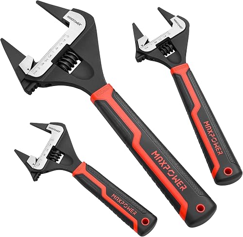 6 8 12-inch Slim Jaw Adjustable Wrench Set | 40% Thinner Jaw Wrench Designed for Plumbing and Tight Spot Applications