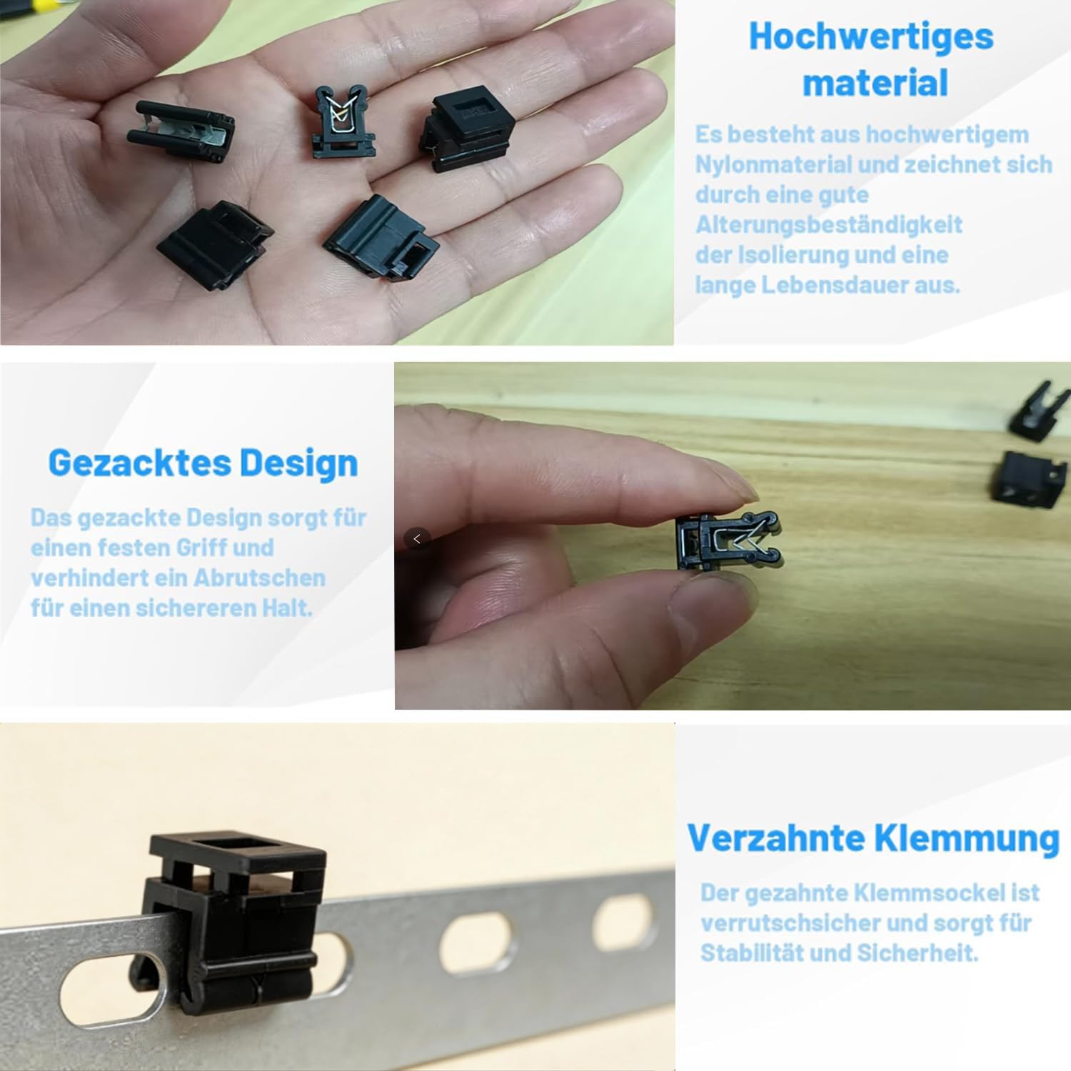 16 Supporti per Fascette Fermacavi 13.8 x 11.3 x 3 mm Fascette Stringicavo in Plastica con Clip Edge Nero Plastica Fascette Stringicavo con Clip Edge Per L'utilizzo in Officine e Abitazioni