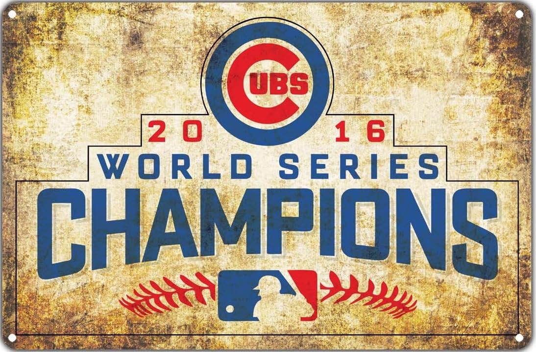 2016 World Series Champions Chicago Cubs Sign For Bars Décor Vintage Metal Sign