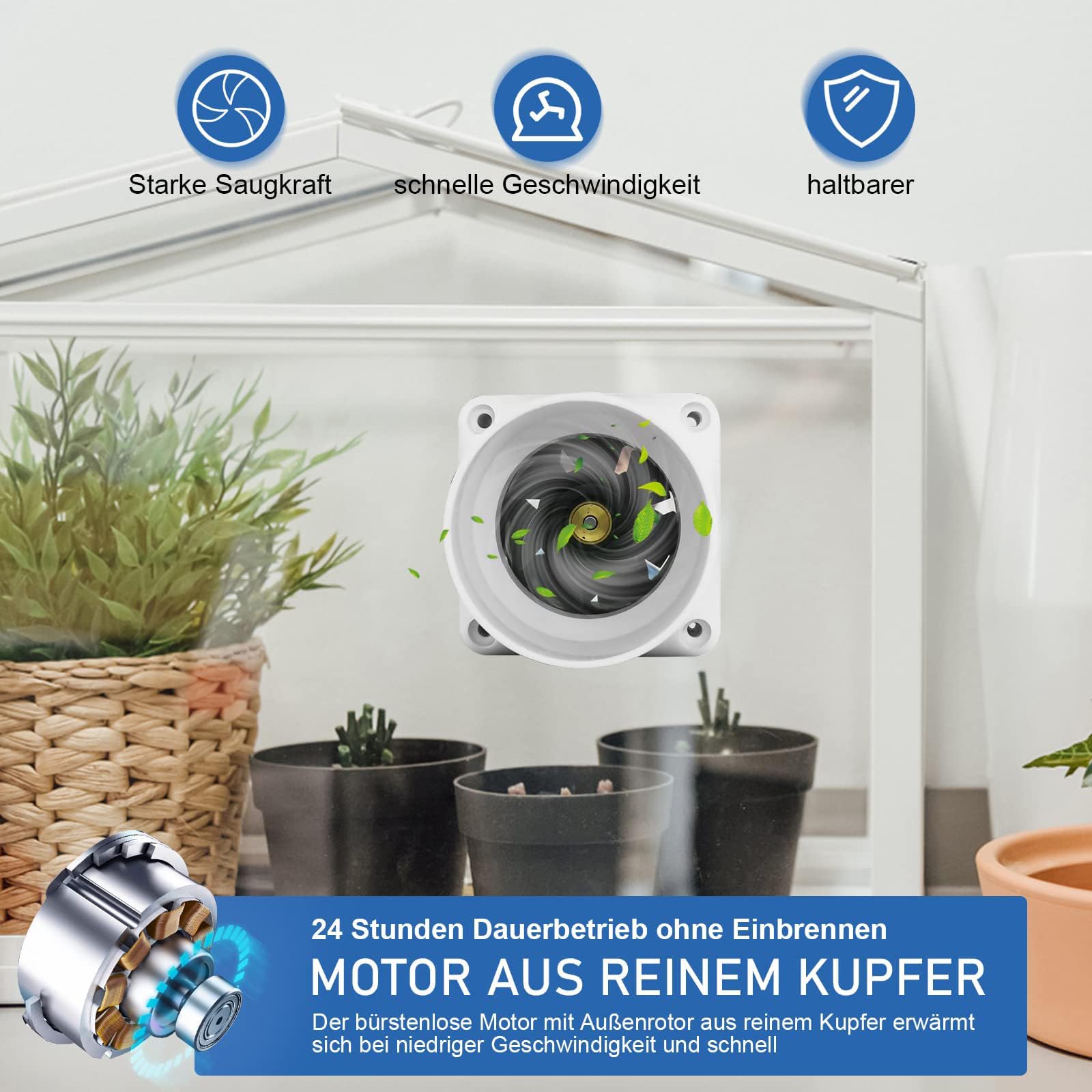Rohrventilator 2'' Kanalventilator Klein Abluftventilator Badlüfter Mischdurchfluss Rohrlüfter für Büro, Bad, WC, Küche, Gewächshaus, Ø50mm, 36m³/h