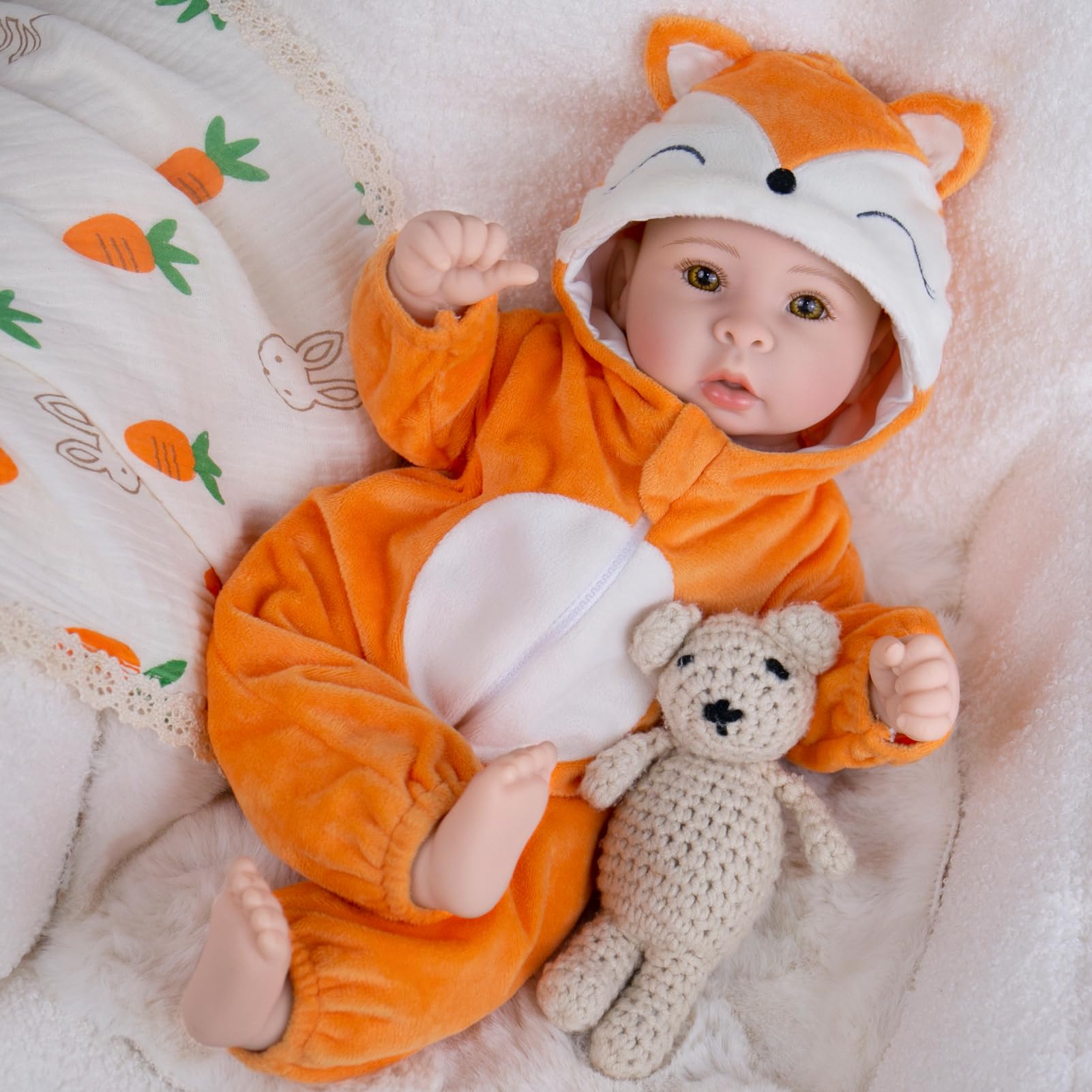 Muñecas de bebé realistas para niña, 17 extremidades de vinilo suave y cuerpo de tela, muñeca de bebé de la vida real, regalo para niños a partir de 3 años