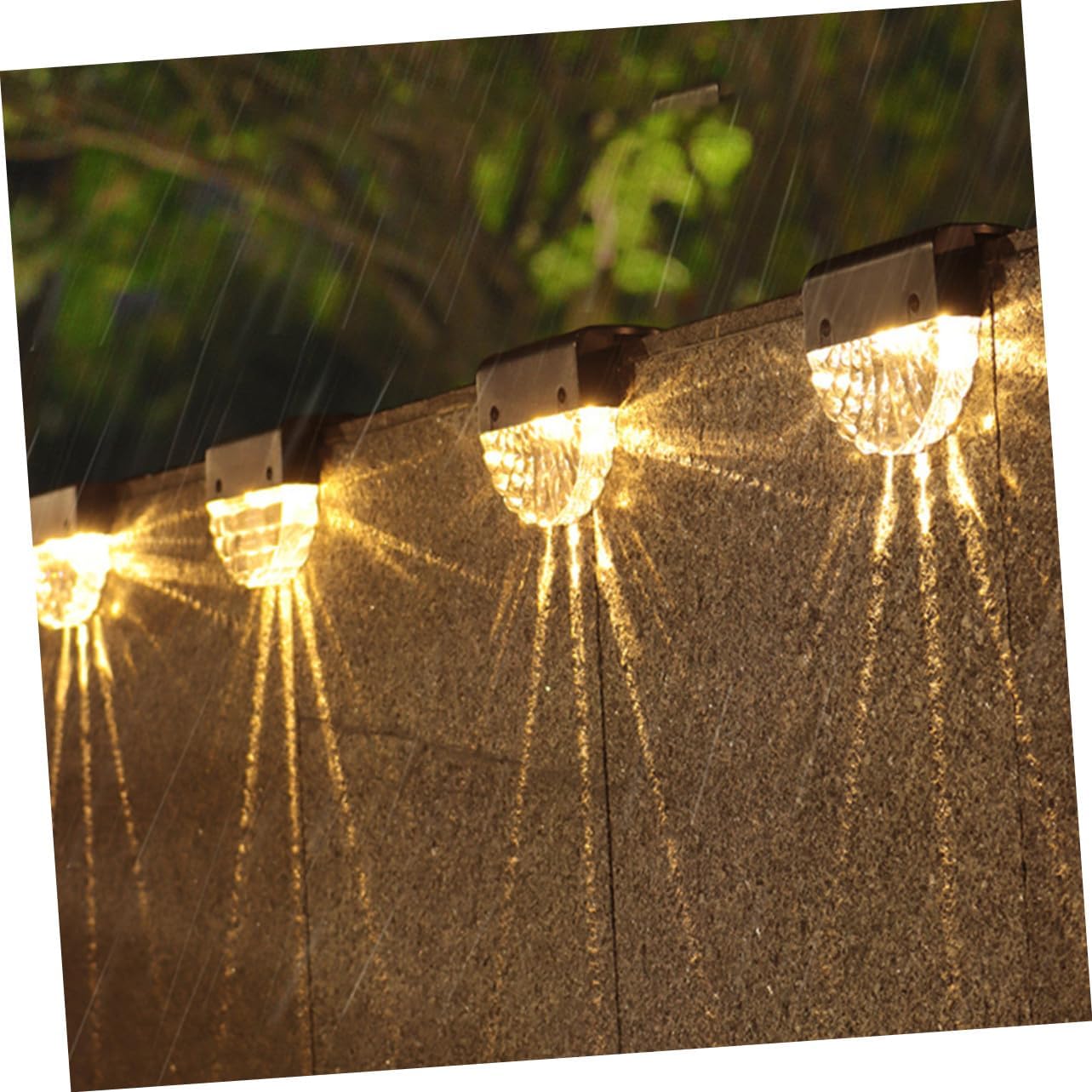 4 Pcs Solar Fence Lights Outdoor LED Step Stair Lamps Solar Powered Abs Material Garden Safety Lighting Tool