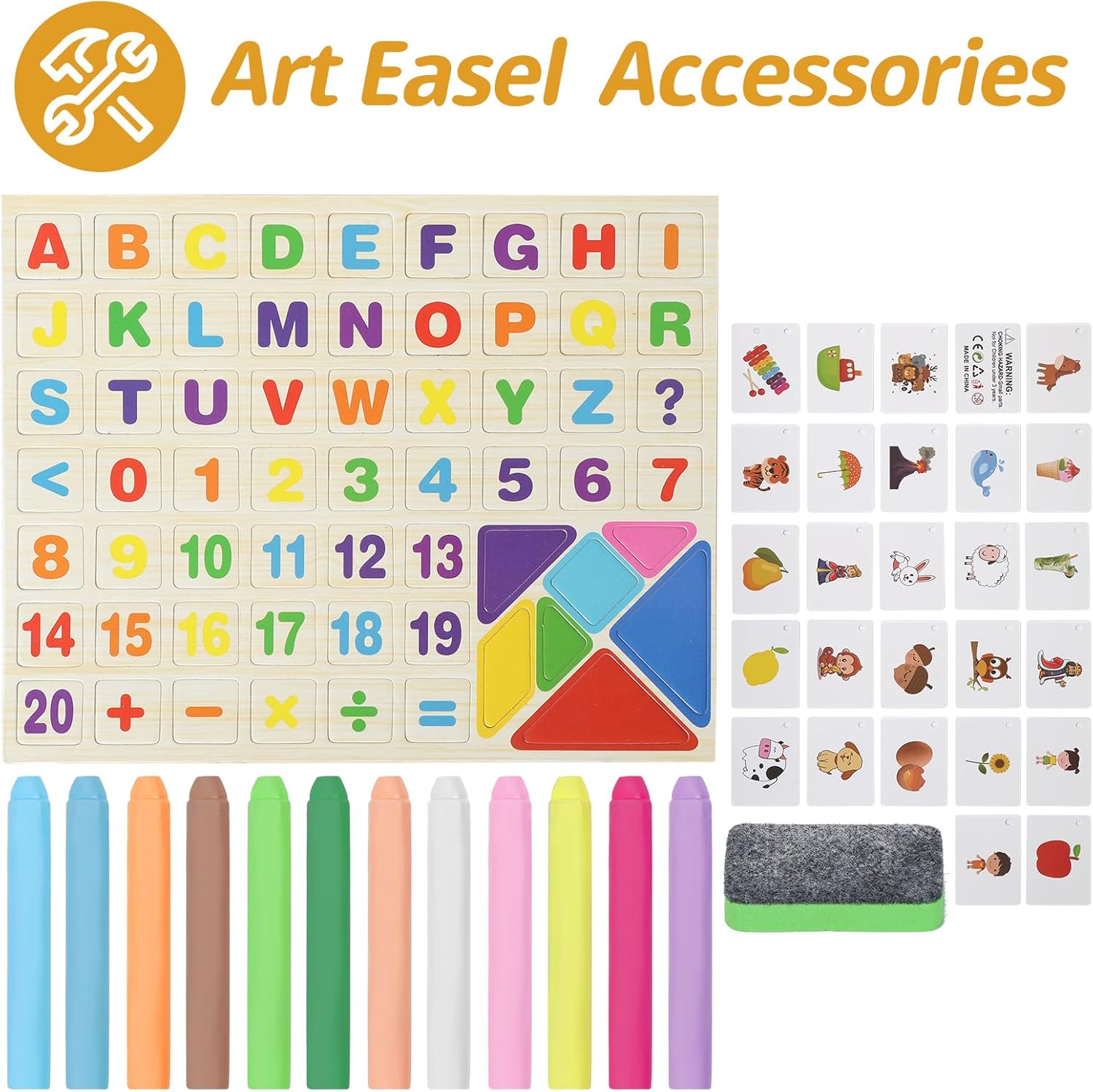 Tabletop Painting Wooden Art Easel for Kids - 4-in-1 Double-Sided Drawing Board for Toddlers 2-4, Chalkboard & Dry Whiteboard with Markers, Eraser, Magnetic Letters/Numbers & Flashcards