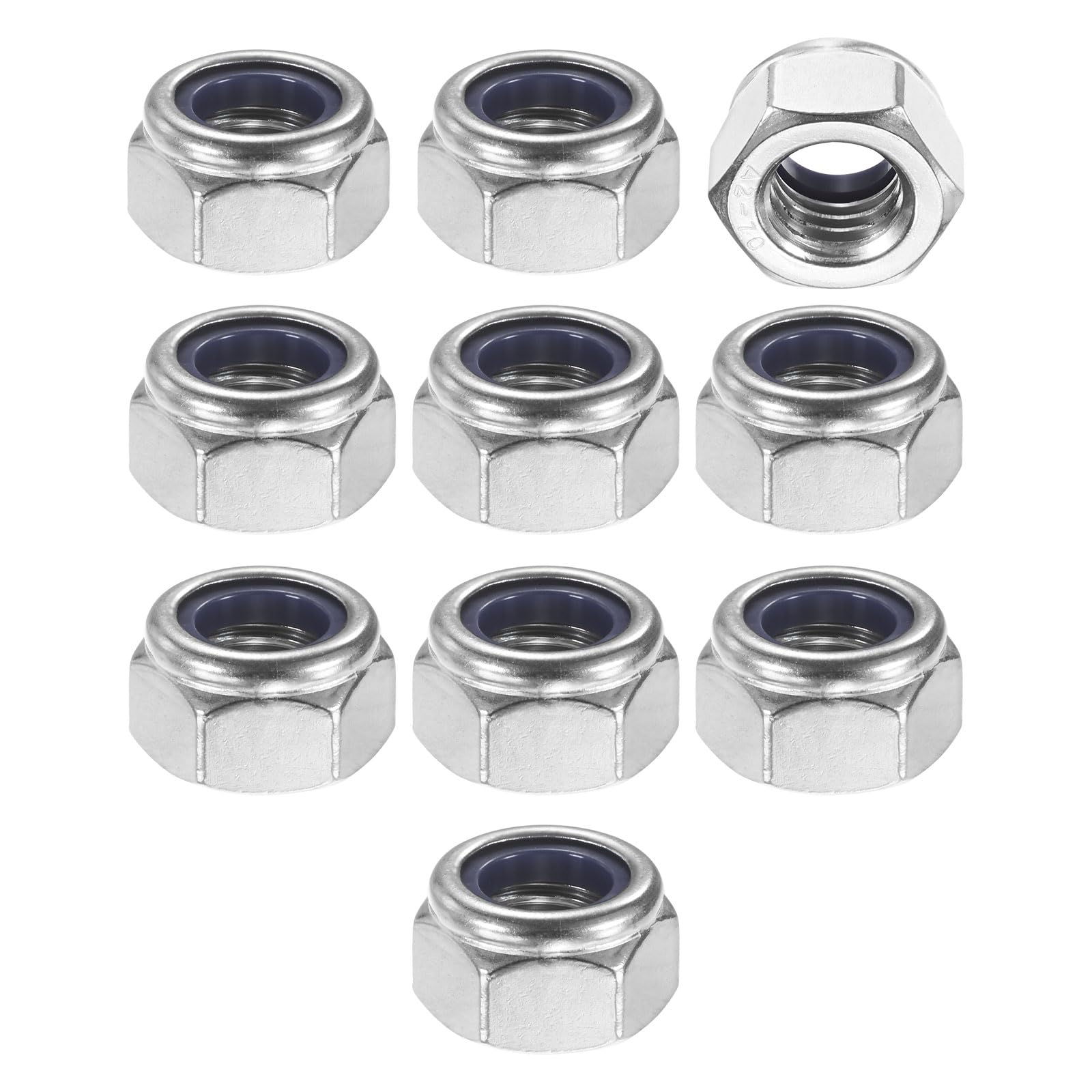 M METERXITY 10-Pack Nylon Insert Hex Lock Nuts, M14 x 2mm Thread 304 Stainless Steel Self-Locking Locknuts Hexagon Nut Metric Nuts for Machinery/Home Repair/Industrial Fasteners