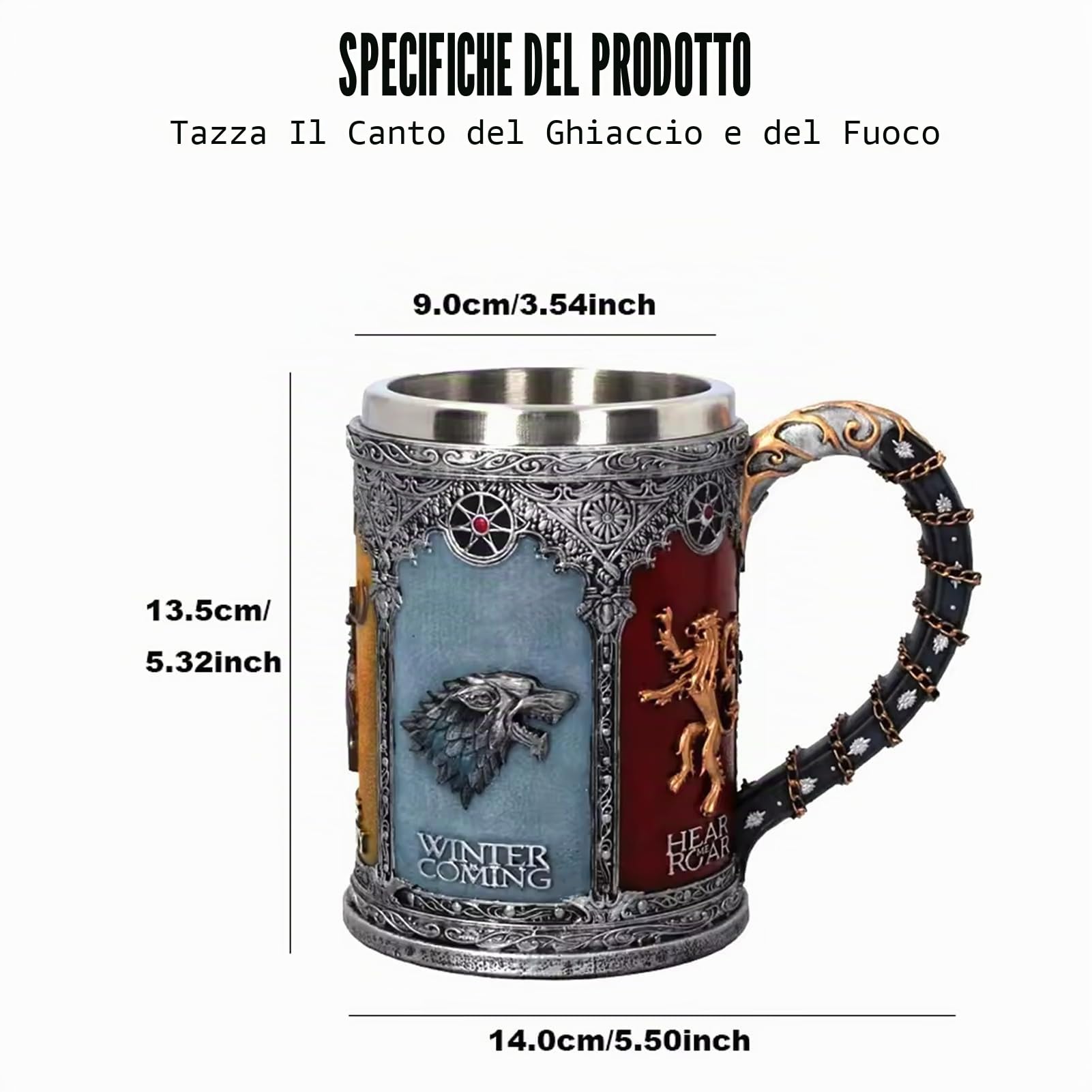 Boccale di birra, boccale di birra in acciaio inossidabile, boccale di birra da caffè 3D da 600 ml, lungo 15 cm, bicchieri a forma di secchio con manico, per bevande calde, caffè, birra, bevande .