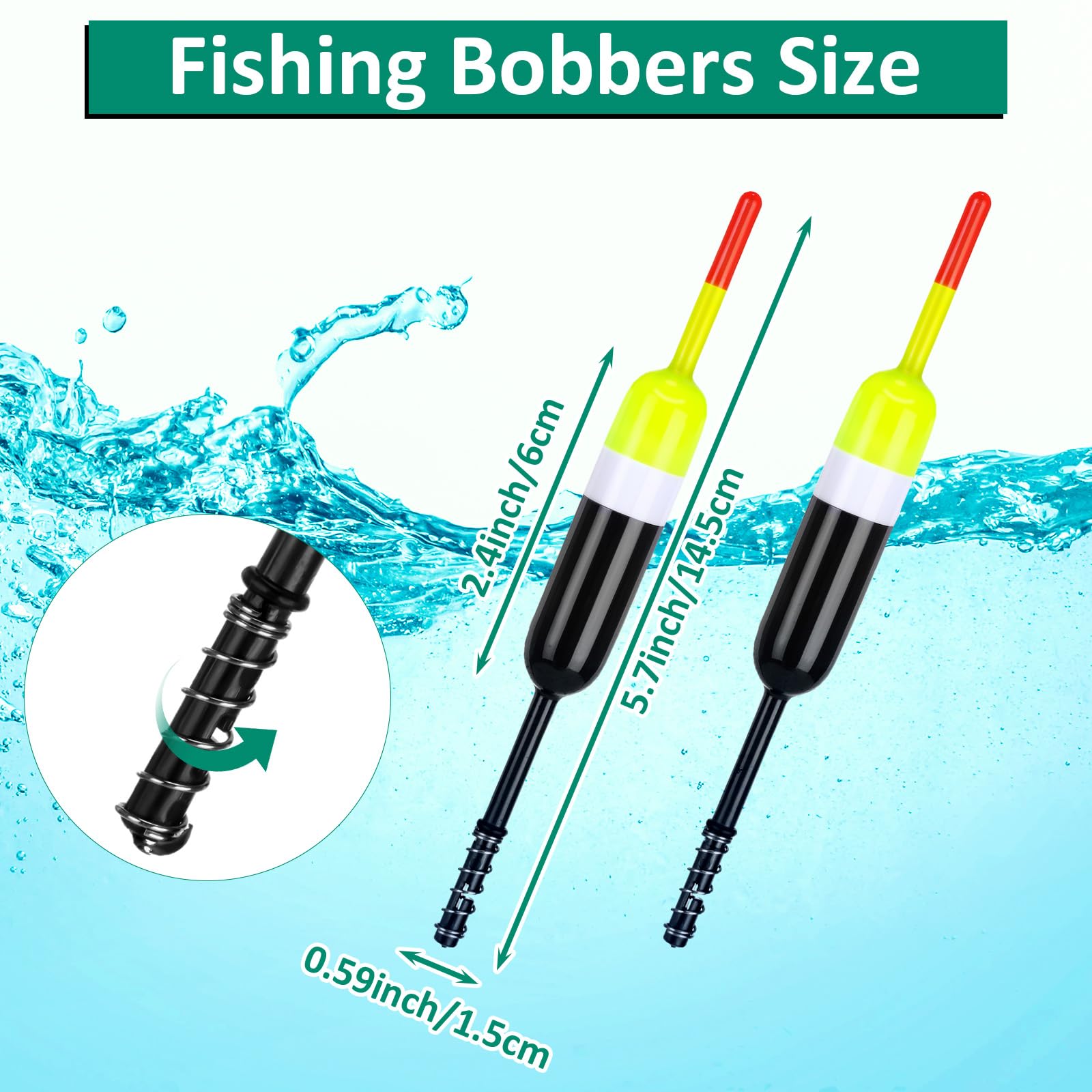 VioraWhite 20 Pcs Fishing Floats Bobbers Spring Oval Stick Slip Floats Balsa Wood High Visibility and Sensitive for Crappie Catfish Trout Panfish Walleye Fishing(2.4?x0.59?x5.7?,Yellow Cylinder)