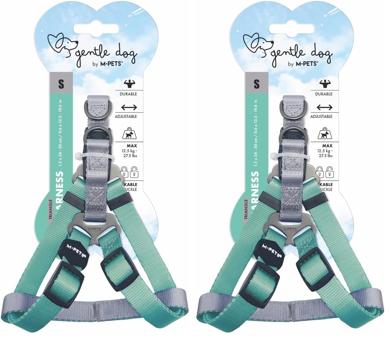 M-PETS GENTLE DOG TRİANGLE GÖĞÜS TASMASI GREEN (S) (2 paketi)