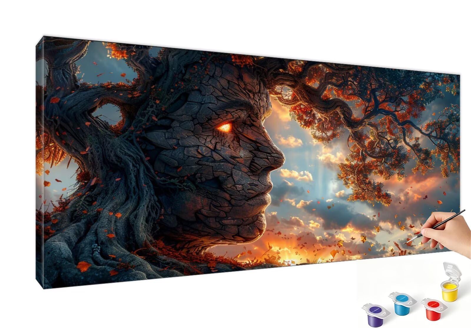 Malen Nach Zahlen XXL Baum Malen Nach Zahlen Erwachsene Abstrakt 60x120 cm, Ohne Rahmen, DIY Paint by Numbers Set mit Acrylfarben und Pinseln, Knitterfreie Leinwand, Geburtstagsdeko, Geschenk RB-420